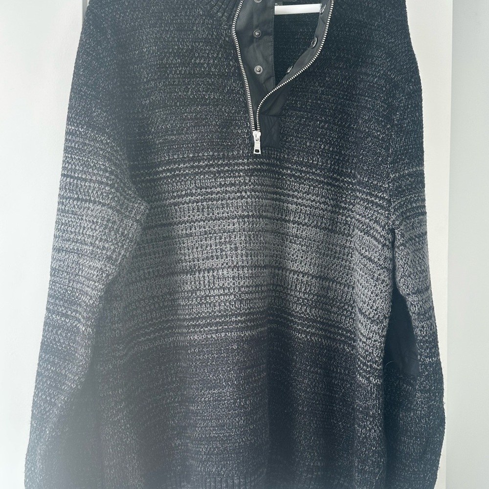 INC International Concepts Men's Charcoal and Black Zip-Up Sweater